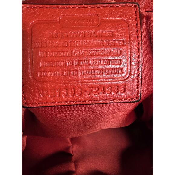 COACH F24385 Red Pebbled Leather Drawstring Park Turnlock Backpack - Picture 9 of 13